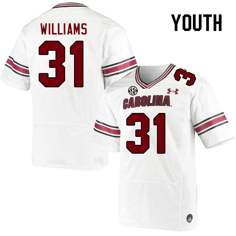 Youth #31 Peyton Williams South Carolina Gamecocks 2023 College Football Jerseys Stitched-White